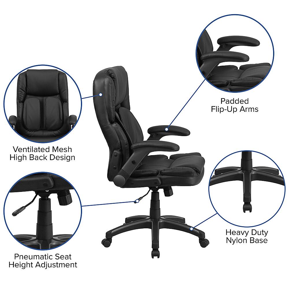 Alt View 15. Alamont Home - Hansel Contemporary Leather Executive Swivel Ergonomic High Back Office Chair - Black.