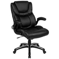Flash Furniture - Hansel Contemporary Leather/Faux Leather Executive Swivel Office Chair - Black - Front_Zoom
