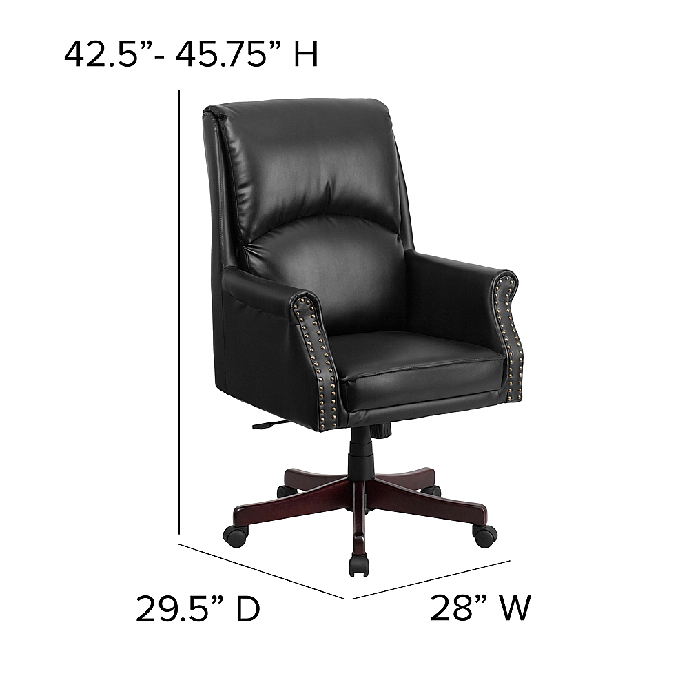 Best Buy: Flash Furniture Hansel Traditional High Back Pillow Back  LeatherSoft Executive Swivel Office Chair with Arms Black BT-9025H-2-GG