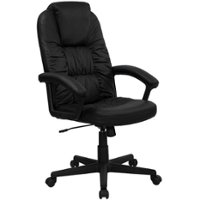 Flash Furniture - Hansel Contemporary Leather/Faux Leather Executive Swivel Office Chair - Black - Front_Zoom