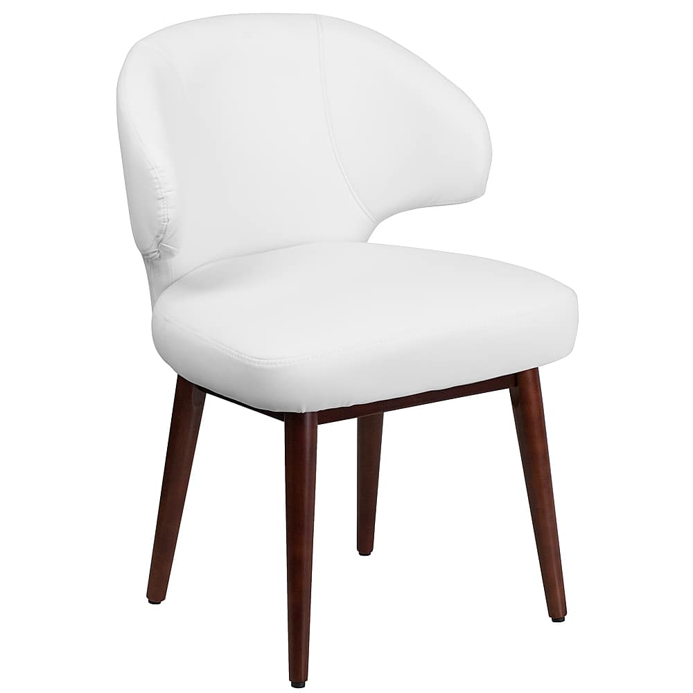 Front. Alamont Home - Comfort Back Series Contemporary Leather/Faux Leather Side Chair - Upholstered - White LeatherSoft.