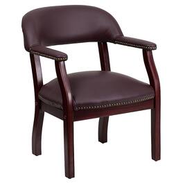 Alamont Home - Diamond Traditional Leather/Faux Leather Side Chair - Upholstered - Burgundy LeatherSoft