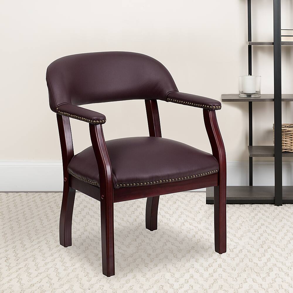 Alt View 12. Alamont Home - Diamond  Traditional Leather/Faux Leather Side Chair - Upholstered - Burgundy LeatherSoft.