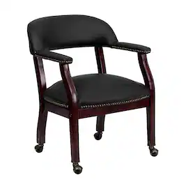Alamont Home - Diamond Traditional Leather/Faux Leather Side Chair - Upholstered - Black LeatherSoft