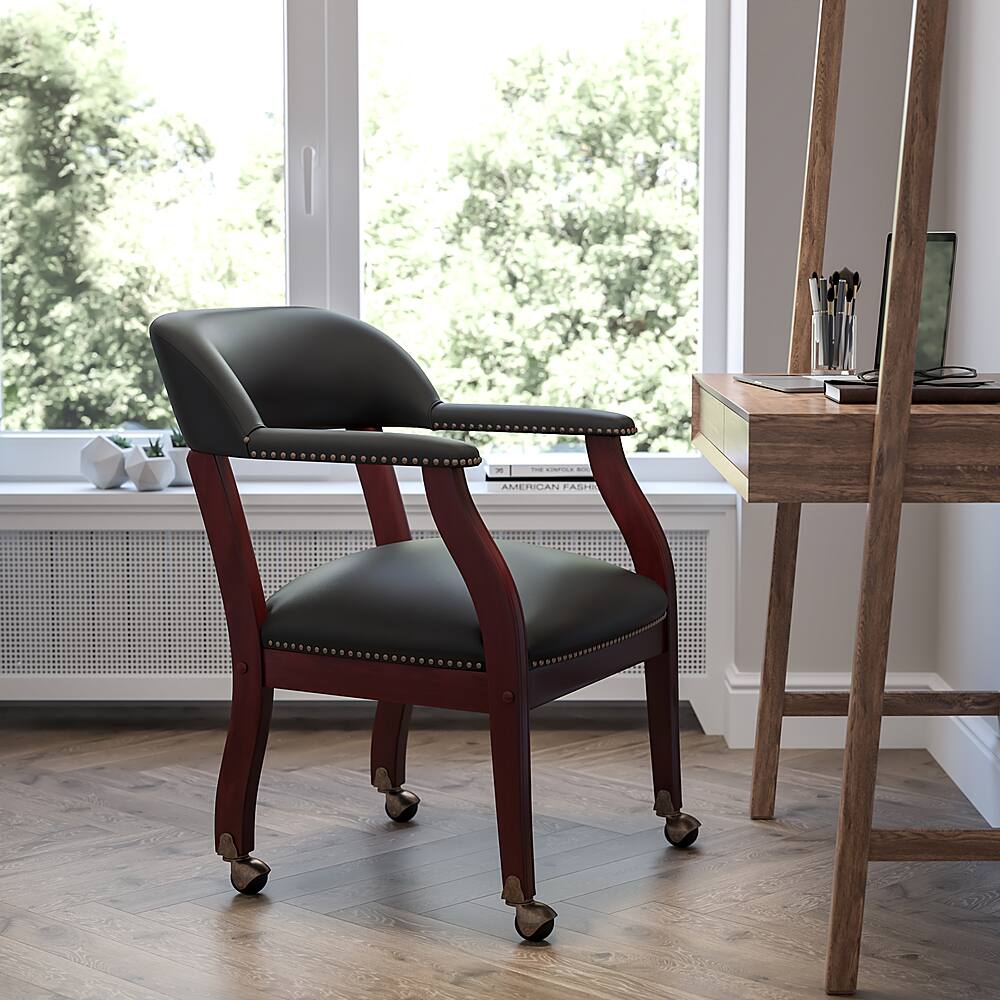 Alt View 12. Alamont Home - Diamond  Traditional Leather/Faux Leather Side Chair - Upholstered - Black LeatherSoft.