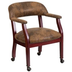 Flash Furniture - Sarah  Traditional Fabric Side Chair - Upholstered - Bomber Jacket Brown Microfiber - Front_Zoom