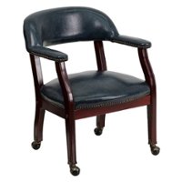 Alamont Home - Sarah  Traditional Vinyl Side Chair - Upholstered - Navy Vinyl - Front_Zoom