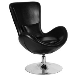 Flash Furniture - Egg  Contemporary Leather/Faux Leather Accent Chair - Upholstered - Black LeatherSoft - Front_Zoom