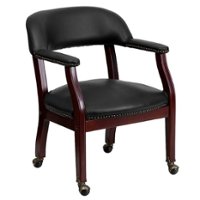 Alamont Home - Sarah  Traditional Vinyl Side Chair - Upholstered - Black Vinyl - Front_Zoom