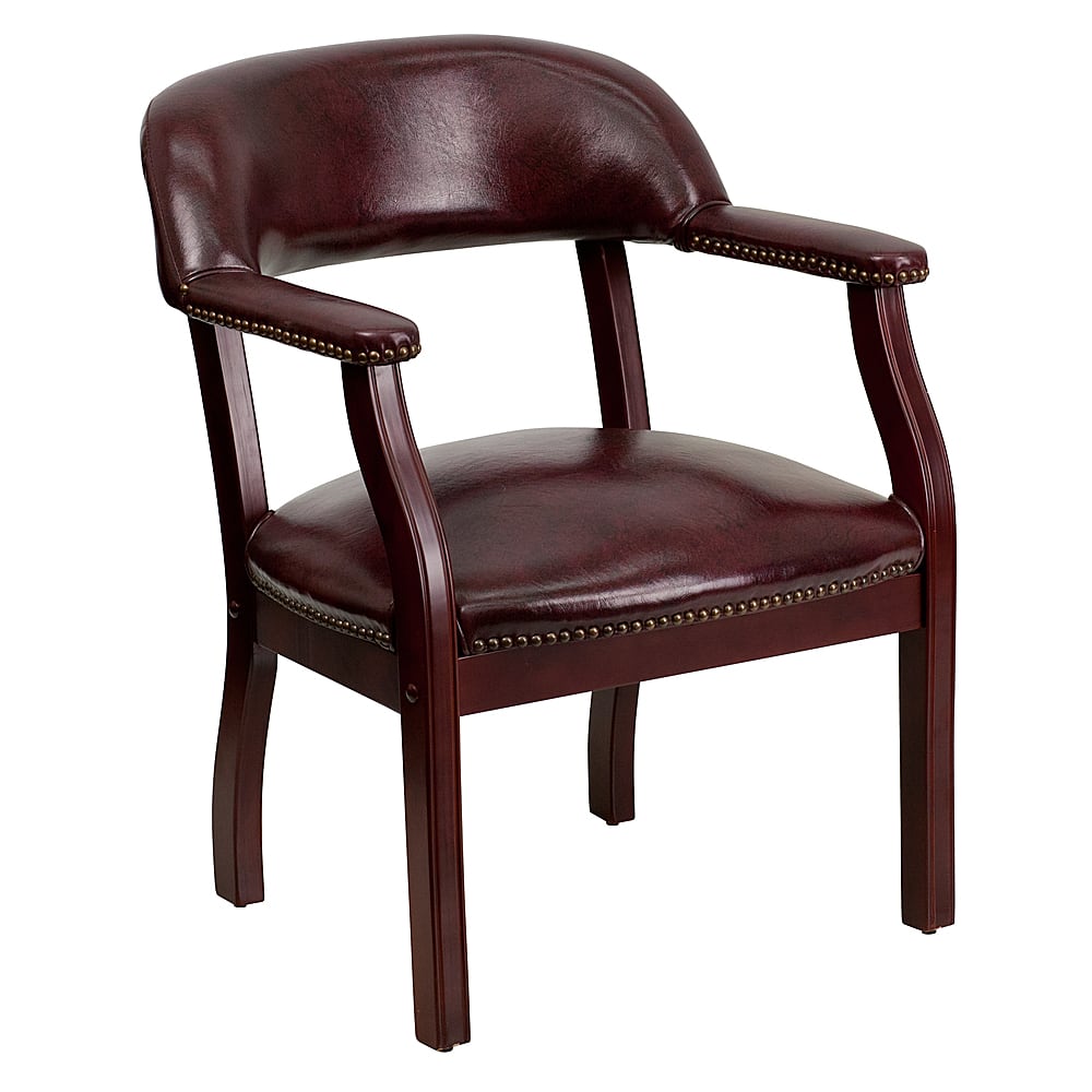 Alamont Home - Diamond Traditional Vinyl Side Chair - Upholstered - Oxblood Vinyl - Front_Zoom