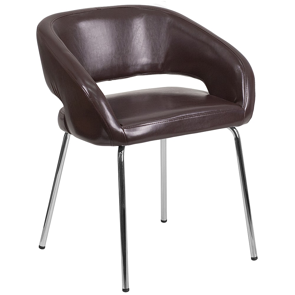 Alamont Home - Fusion Contemporary Leather/Faux Leather Side Chair - Upholstered - Brown - Front_Zoom