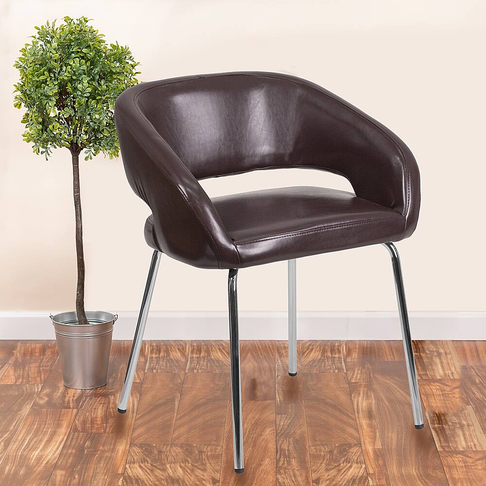 Alt View 12. Alamont Home - Fusion  Contemporary Leather/Faux Leather Side Chair - Upholstered - Brown.