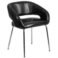 Flash Furniture - Fusion  Contemporary Leather/Faux Leather Side Chair - Upholstered - Black - Front_Zoom