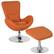 Front. Alamont Home - Egg Contemporary Fabric Chair and Ottoman Set - Orange Fabric.