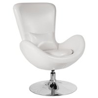 Flash Furniture - Egg  Contemporary Leather/Faux Leather Accent Chair - Upholstered - White LeatherSoft - Front_Zoom