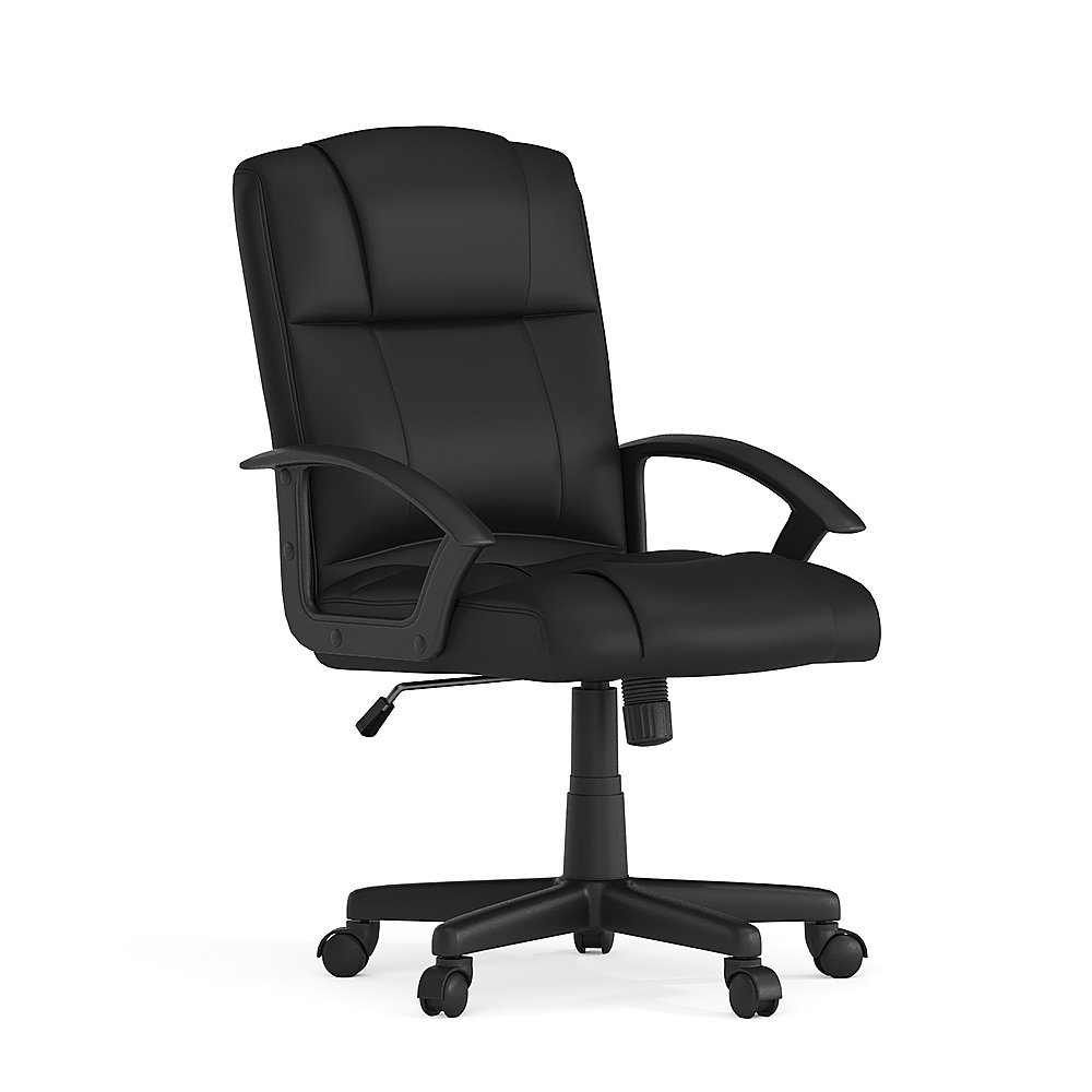 Flash Furniture Black Leather Contemporary Adjustable Height Swivel Faux  Leather Desk Chair in the Office Chairs department at
