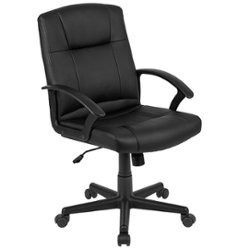 Flash Furniture - Coffman Contemporary Leather/Faux Leather Swivel Office Chair - Black - Front_Zoom