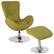 Front. Alamont Home - Egg Contemporary Fabric Chair and Ottoman Set - Green Fabric.