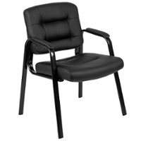 Alamont Home - Darwin  Contemporary Leather/Faux Leather Side Chair - Unupholstered - Black - Front_Zoom