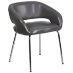 Front. Alamont Home - Fusion Contemporary Leather/Faux Leather Side Chair - Upholstered - Gray.