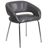 Alamont Home - Fusion  Contemporary Leather/Faux Leather Side Chair - Upholstered - Gray - Front_Zoom