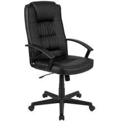 Flash Furniture - Biscayne Contemporary Leather/Faux Leather Swivel Office Chair - Black - Front_Zoom
