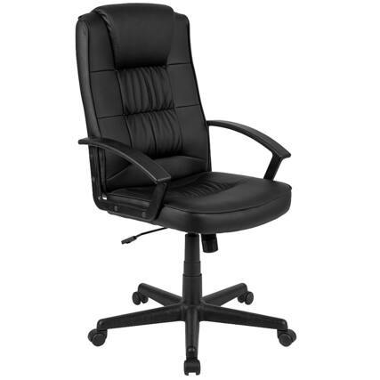 Front. Alamont Home - Biscayne Contemporary Leather/Faux Leather Swivel Office Chair - Black.