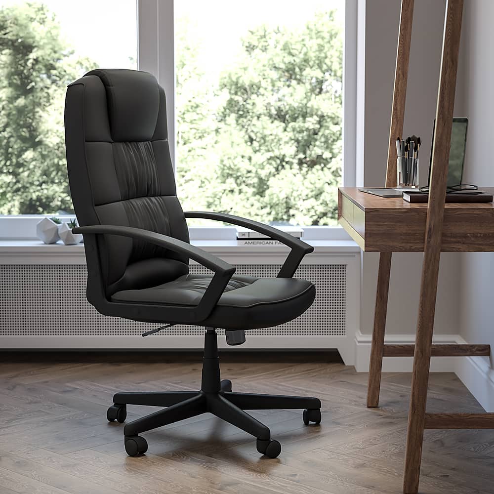 Alt View 12. Alamont Home - Biscayne Contemporary Leather/Faux Leather Swivel Office Chair - Black.