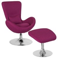 Flash Furniture - Egg  Contemporary Fabric Chair and Ottoman Set - Magenta Fabric - Front_Zoom