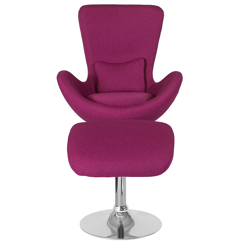 Alamont Home Egg Contemporary Fabric Chair and Ottoman Set Magenta