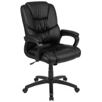 Alamont Home - Flash Fundamentals Contemporary Leather/Faux Leather Big & Tall Swivel Office Chair - Black - Front_Zoom