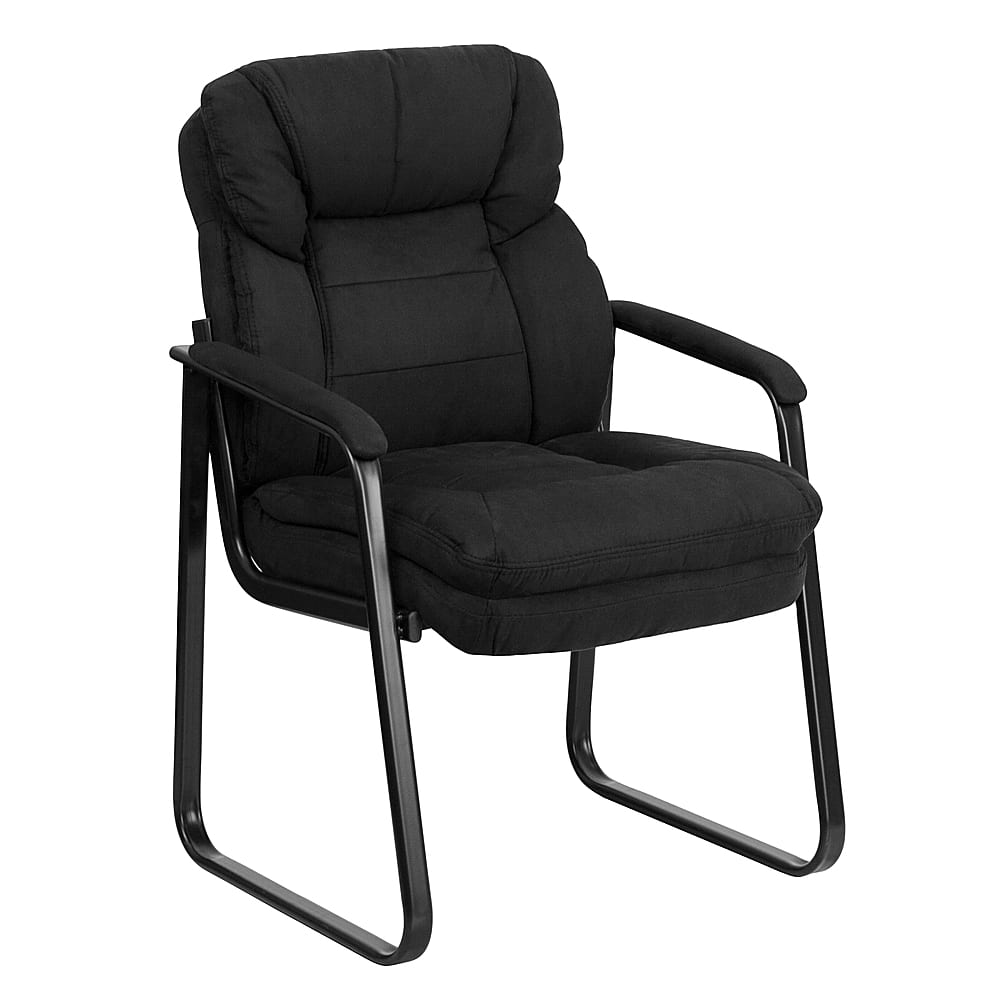 Front. Alamont Home - Isla Contemporary Fabric Side Chair - Upholstered - Black Microfiber.