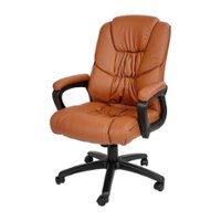 Alamont Home - Flash Fundamentals Contemporary Leather/Faux Leather Big & Tall Swivel Office Chair - Brown - Front_Zoom
