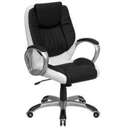 Flash Furniture - Contemporary Leather/Faux Leather Executive Swivel Office Chair - Black and White - Front_Zoom
