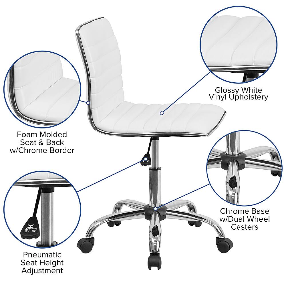 Alt View 40. Alamont Home - Alan Contemporary Vinyl Swivel Office Chair - White Vinyl/Chrome Frame.