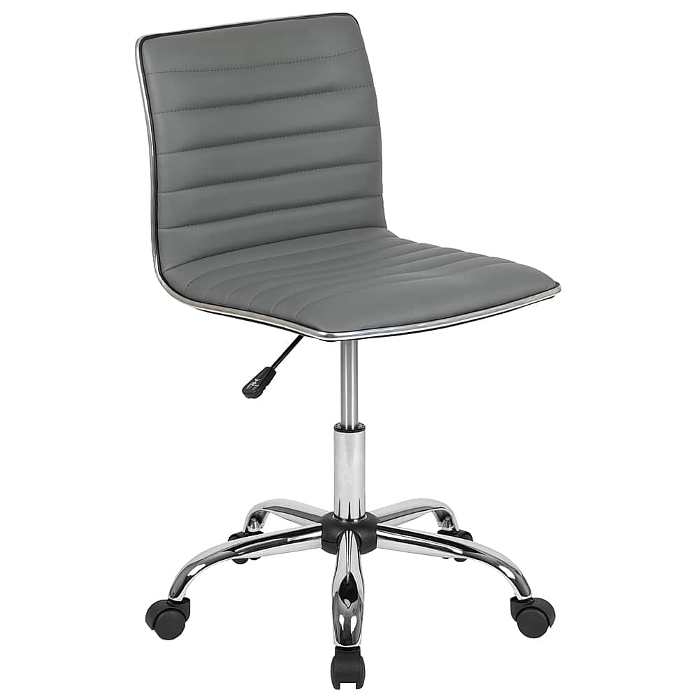 Alamont Home - Alan Contemporary Vinyl Swivel Office Chair - Light Gray Vinyl/Chrome Frame - Front_Zoom