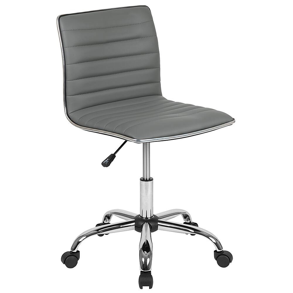 Alamont Home - Alan Contemporary Vinyl Swivel Office Chair - Light Gray Vinyl/Chrome Frame