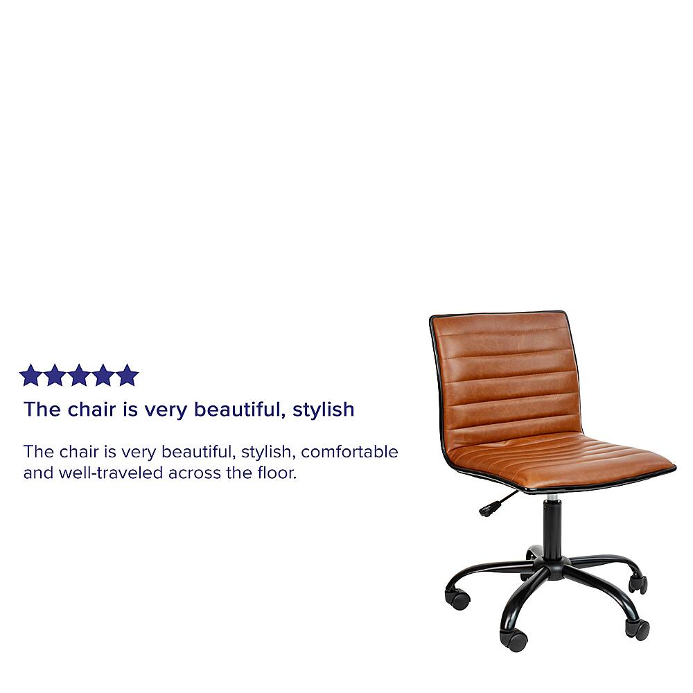 Alt View 38. Alamont Home - Alan Contemporary Vinyl Swivel Office Chair - Brown Vinyl/Black Frame.