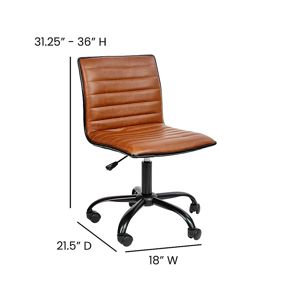 Alt View 13. Alamont Home - Alan Contemporary Vinyl Swivel Office Chair - Brown Vinyl/Black Frame.