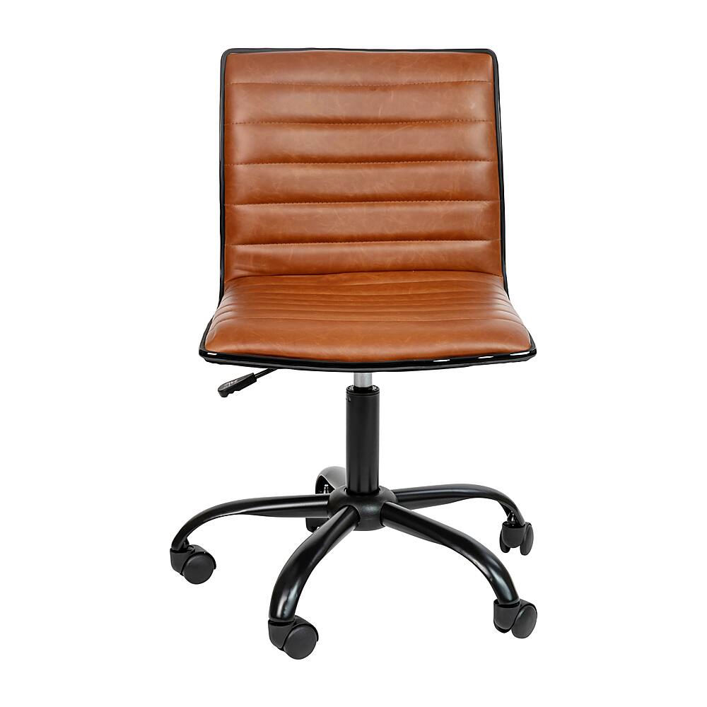 Alt View 11. Alamont Home - Alan Contemporary Vinyl Swivel Office Chair - Brown Vinyl/Black Frame.