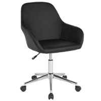 Flash Furniture - Cortana Contemporary Leather/Faux Leather Swivel Office Chair - Black LeatherSoft - Front_Zoom