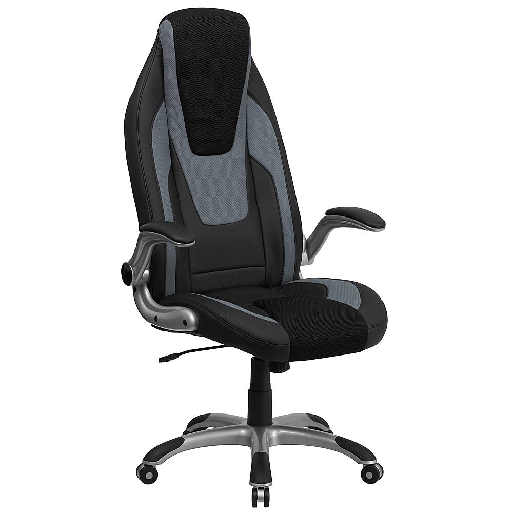 Front. Alamont Home - Contemporary Vinyl Executive Swivel Office Chair - Black and Gray.