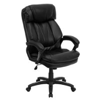 Alamont Home - Iris Contemporary Leather/Faux Leather Executive Swivel Office Chair - Black - Front_Zoom