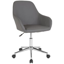 Flash Furniture - Cortana Contemporary Leather/Faux Leather Swivel Office Chair - Gray LeatherSoft - Front_Zoom