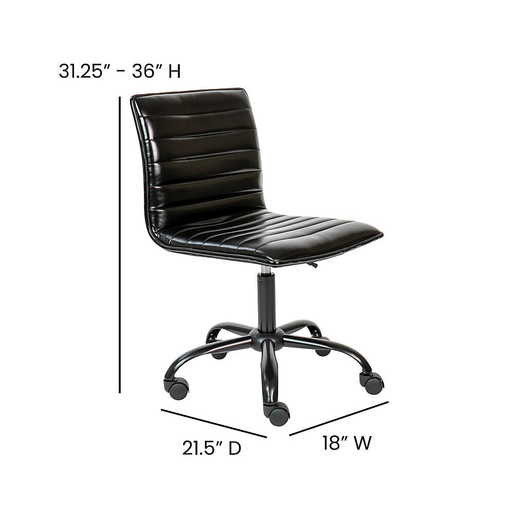 Alt View 13. Alamont Home - Alan Contemporary Vinyl Swivel Office Chair - Black Vinyl/Black Frame.