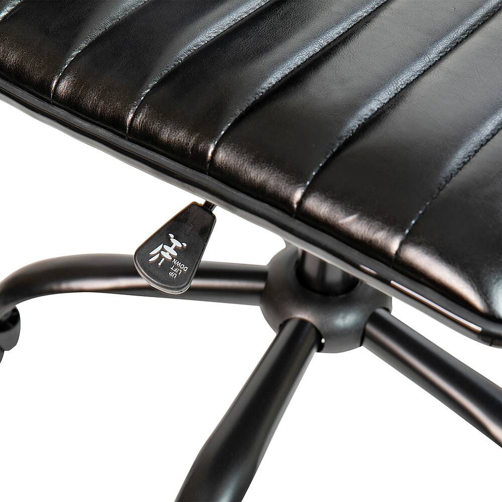Alt View 18. Alamont Home - Alan Contemporary Vinyl Swivel Office Chair - Black Vinyl/Black Frame.