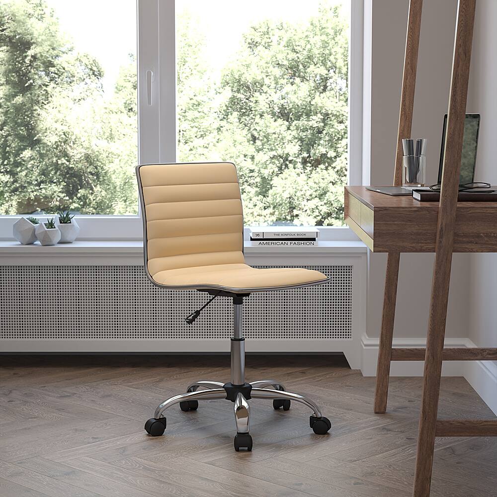 Alt View 12. Alamont Home - Alan Contemporary Vinyl Swivel Office Chair - Tan Vinyl/Chrome Frame.
