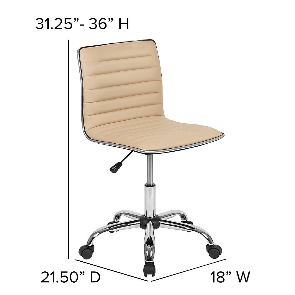 low back armless white ribbed designer swivel task chair