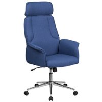 Flash Furniture - High Back Desk Chair | Upholstered Swivel Chair for Desk and Office - Blue - Front_Zoom