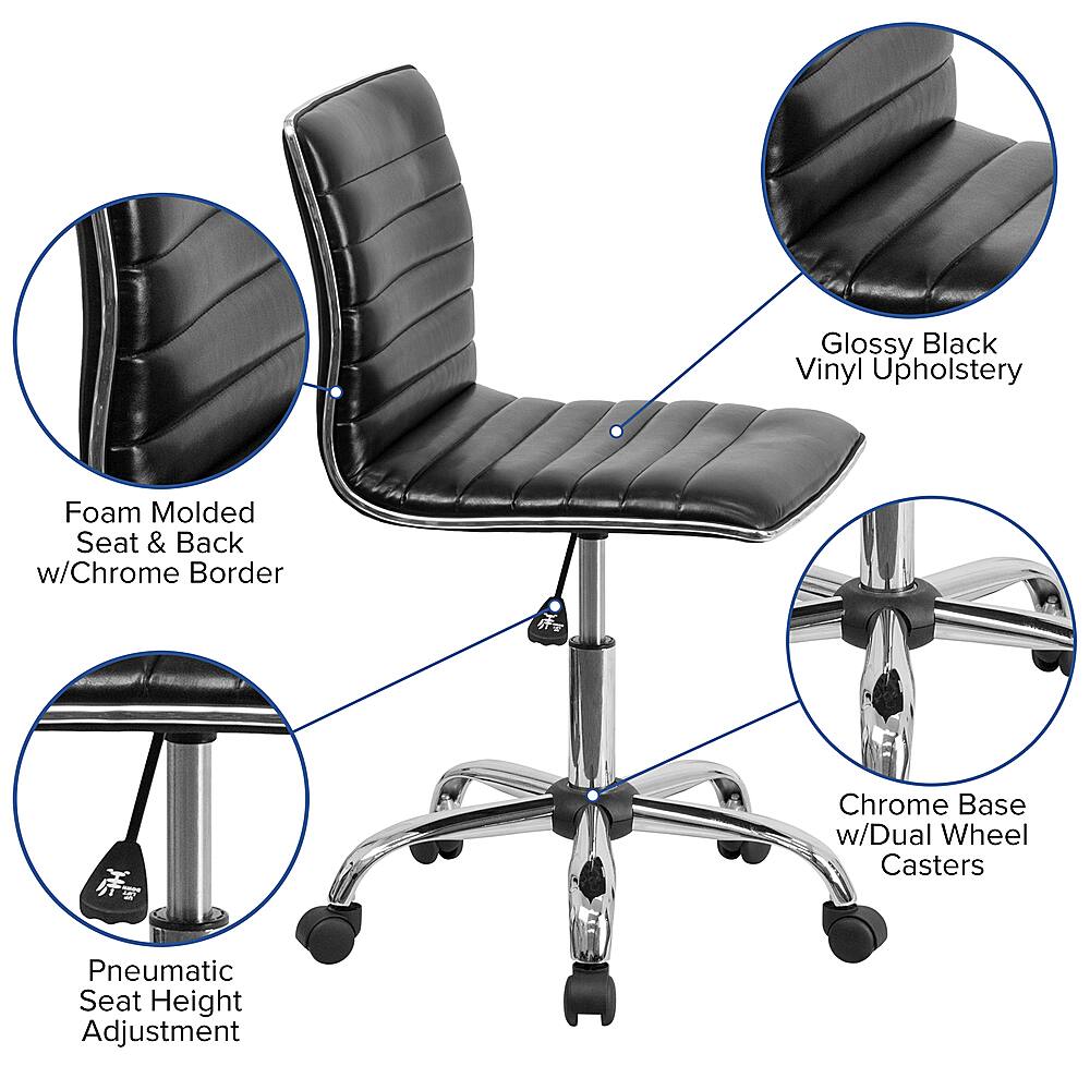 Alt View 39. Alamont Home - Alan Contemporary Vinyl Swivel Office Chair - Black Vinyl/Chrome Frame.